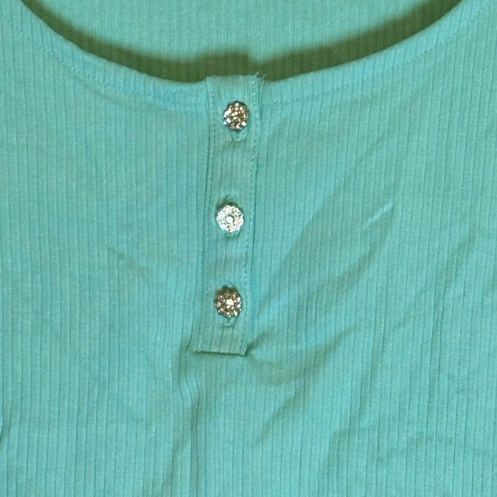 Guess Light Green Ribbed Top - Picture 2 of 5